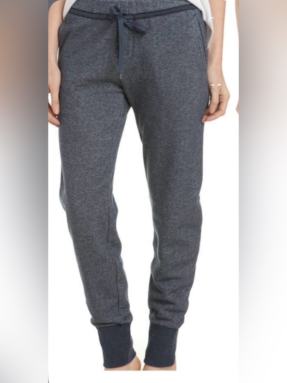 NWOT Vince Women’s Rib Cuff Jogger Sweatpants Heather Indigo Blue 100% Cotton M
